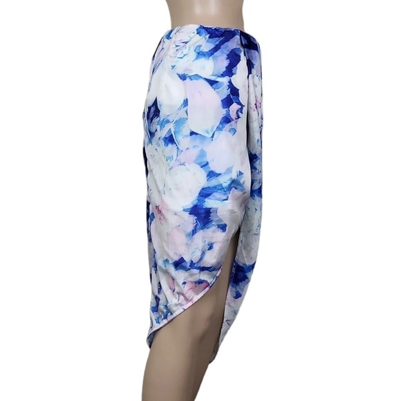 L'ATISTE Floral Wrap Midi Skirt Blue White Pastel - Picture 4 of 5